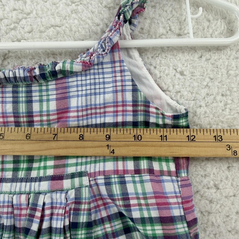 Ralph Lauren Dress Girls 6 Multicolor Plaid Sundress Ruffle Strap Lined Cotton
